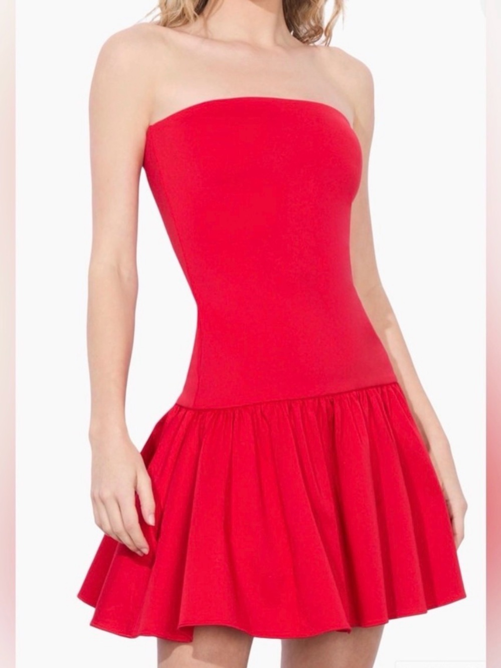 Alice + Olivia Strapless Red Fit-and-Flare Mini Dress, new never worn!
